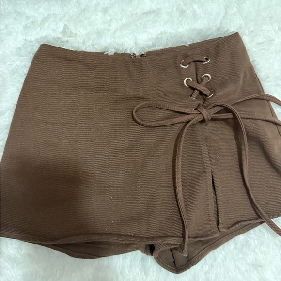 Altar’d State “Emmy” lace up brown skirt size XS. - Picture 4 of 5
